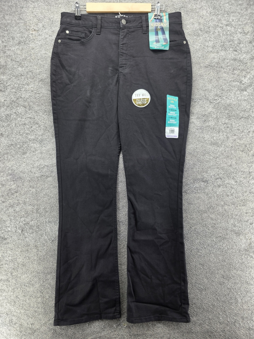 Riders By Lee Jeans Womens 12 Black Dark Wash Mid Rise Bootcut Stretch 32 Inseam